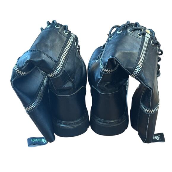 DENOMIA Revolver Black Triple Zipper Combat Gothic Punk Chunky Boots Size 7 - Picture 6 of 9